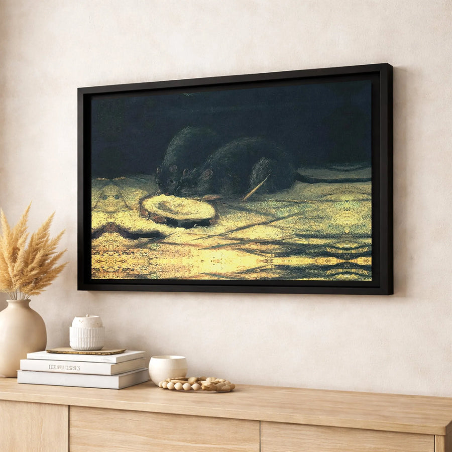 The Rats In The Grenier Canvas Print | Fine Art Reproduction Wall Decor | Gallery-Wrapped 1.25-Inch Profile | Classic Oil Painting Gift For Art Lovers