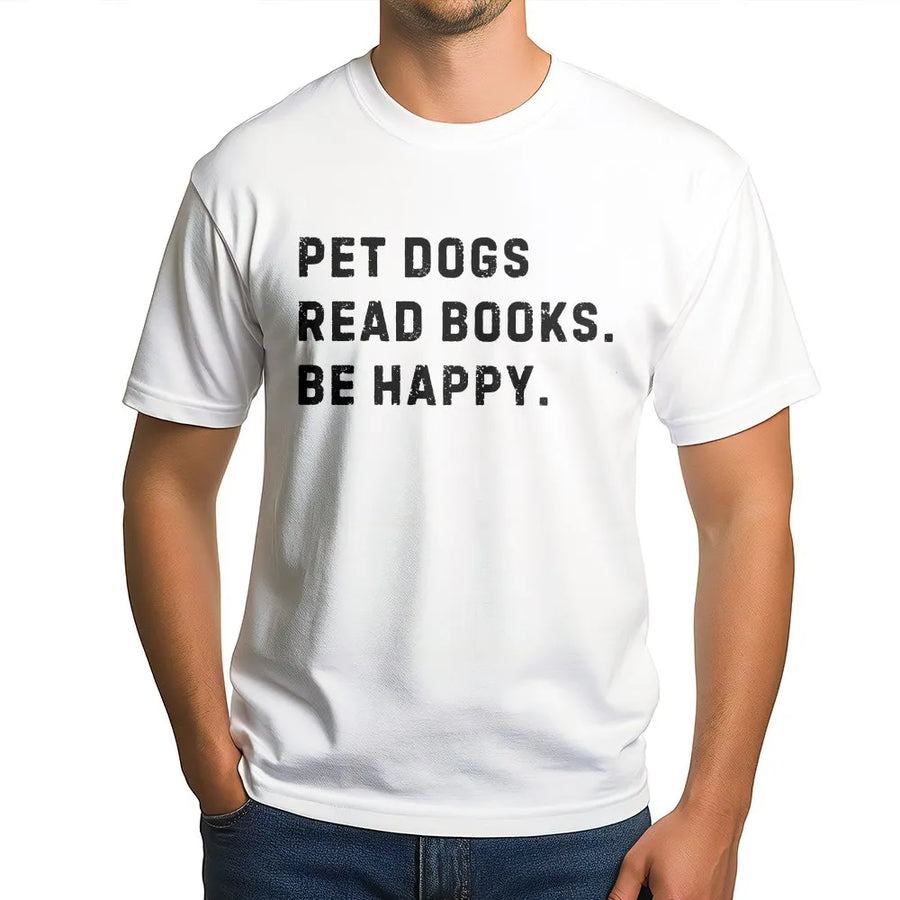Pet Dogs Read Books T-Shirt | Funny Slogan Graphic Tee | Premium Soft Cotton | Gift for Book Lovers and Readers