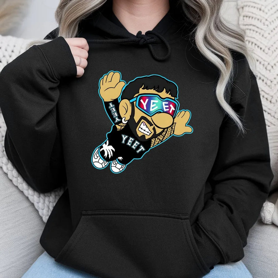 Yeet Wrestling Hoodie | Cartoon Style Superstar Fan Apparel | Premium Cotton Blend Unisex Sweatshirt | Gift for Pro Wrestling Fans