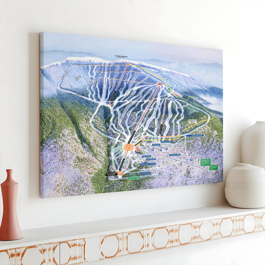 Saddleback Mountain Ski Trail Map Canvas | Premium Gallery Wrap Wall Art | Durable Wood Frame | Gift for Skiers and Mountain Enthusiasts