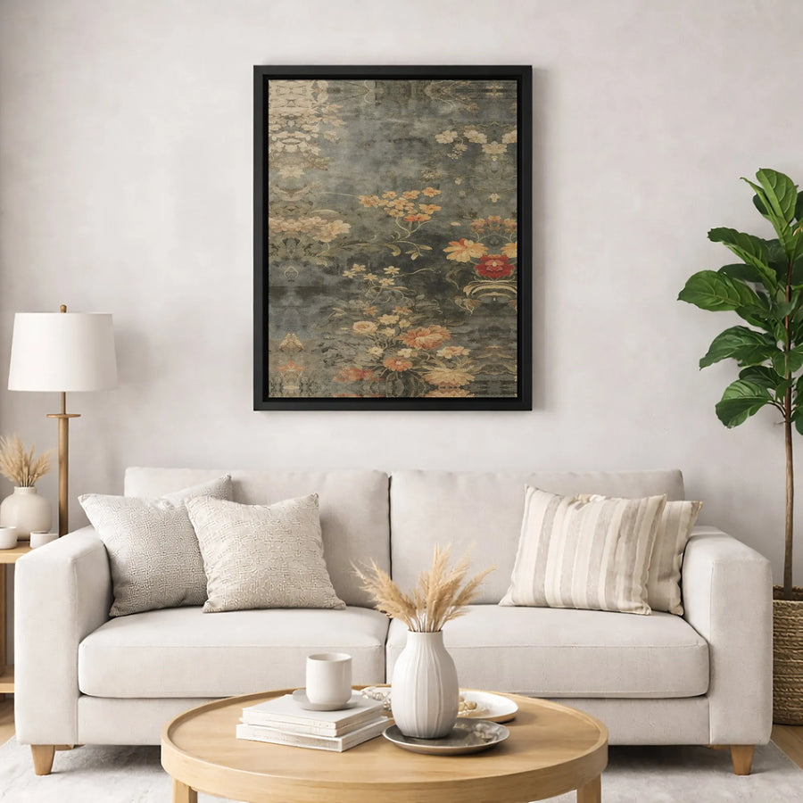 Vintage Dark Floral Canvas Wall Art | Moody Botanical Oil Painting Style | Premium Fade-Resistant Gallery Wrap | Sophisticated Home Decor Gift