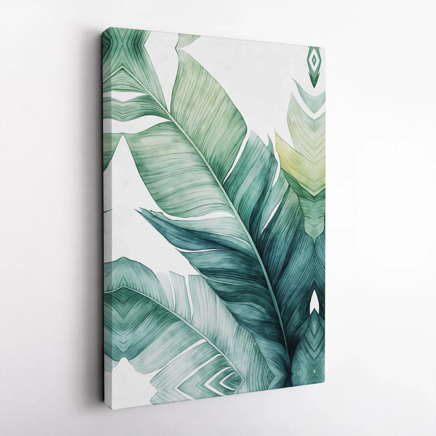 Tropical Leaf Canvas Wall Art | Modern Botanical Watercolor Print | Premium Thick Gallery Wrap Canvas | Boho Living Room Decor Gift