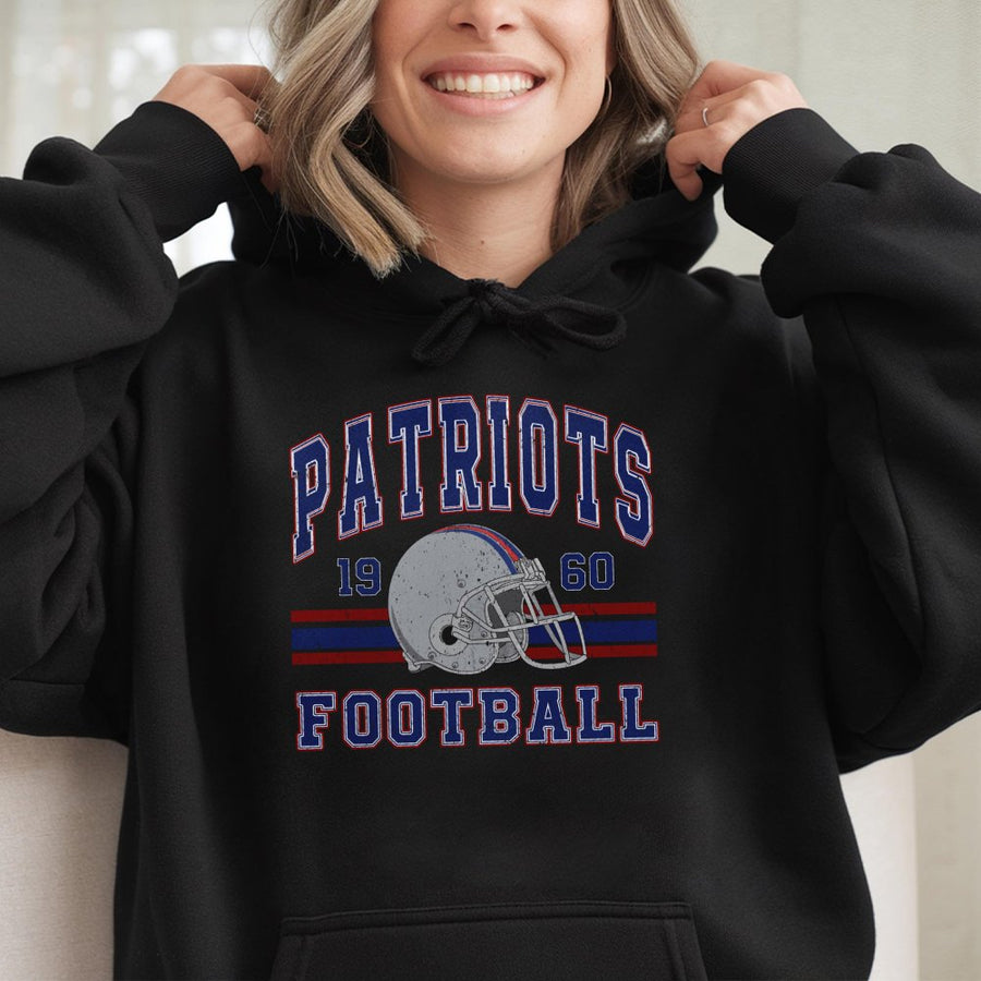 Vintage 90s Style New England Football Hoodie Retro Game Day Patriot State Unisex Fan Hoodie Classic Sports