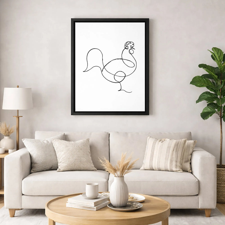 Minimalist Rooster Wall Art | Continuous One Line Drawing | Premium Gallery Wrapped Canvas | Farmhouse Kitchen Decor Gift
