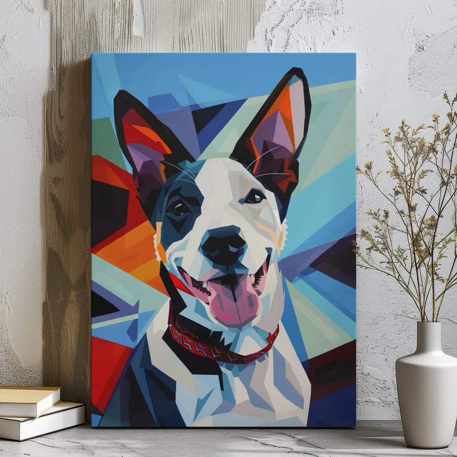 Colorful Geometric Dog Canvas Wall Art | Pop Art Style Portrait | Premium 1.25-Inch Gallery Wrap | Vibrant Modern Home Decor Gift for Dog Lovers