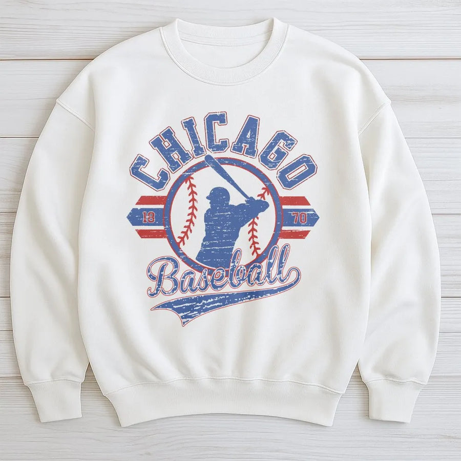 Chicago Baseball Sweatshirt | Vintage Throwback Graphic | Soft Cotton Blend | Chicago Sports Fan Gift