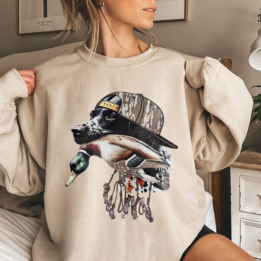 Hunting Dog Sweatshirt | Duck Hunter Mallard Graphic | Premium Cotton Blend | Gift for Outdoorsmen and Waterfowl Hunters