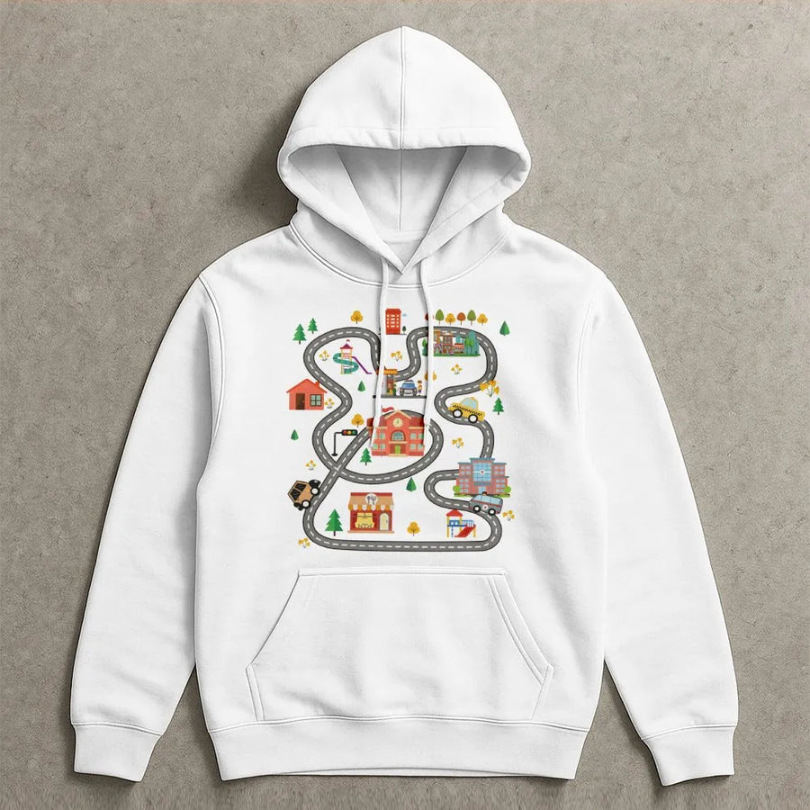 Car Track Dad Hoodie | Interactive Play Mat Design | Premium Cotton Blend | Funny Father's Day 2026 Gift for New Dad