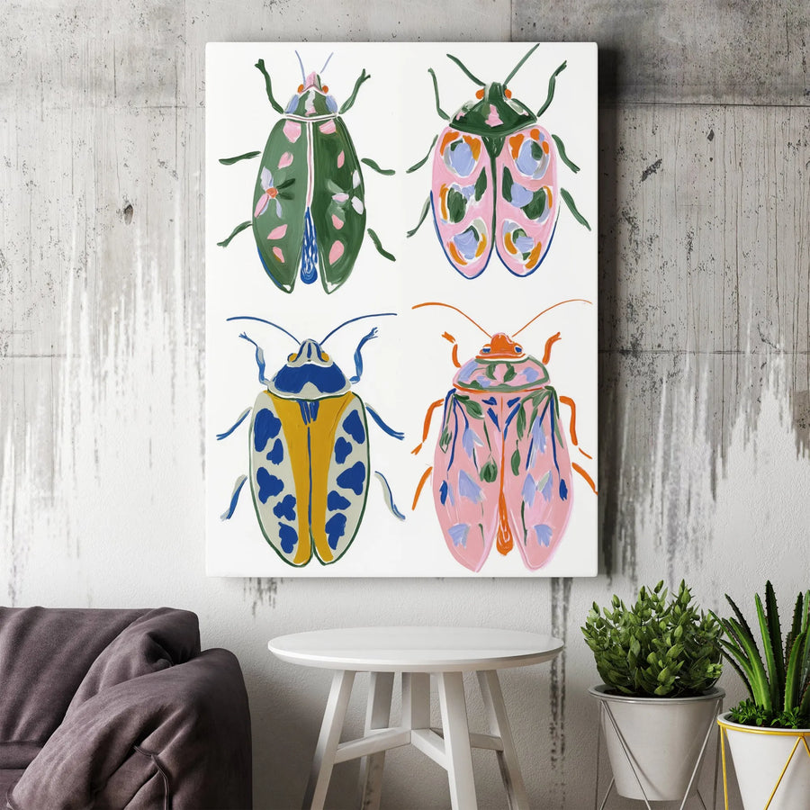 Colorful Beetle Wall Art | Modern Insect Illustration Print | Gallery Quality Premium Canvas | Nature Lover Gift for Office or Home Decor