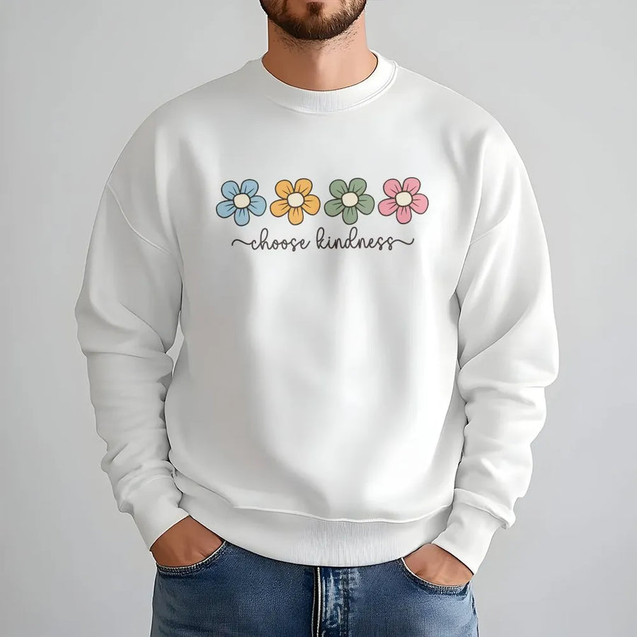 Choose Kindness Sweatshirt | Retro Floral Graphic Pullover | Soft Cotton Blend | Inspirational Teacher Appreciation Gift