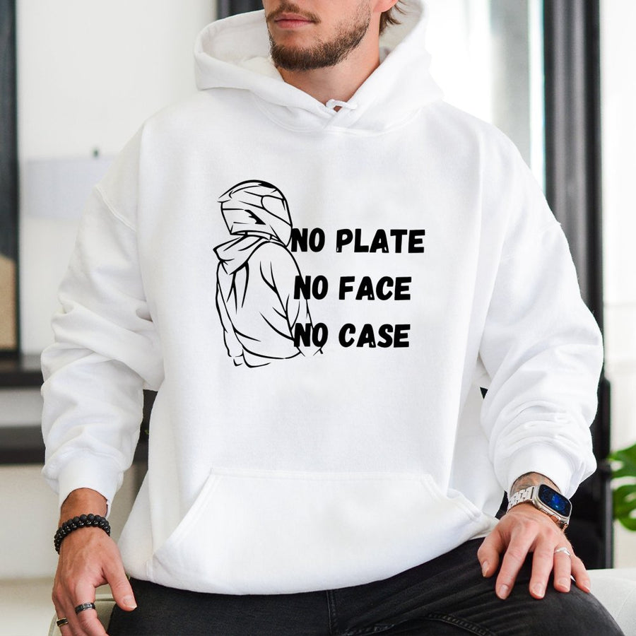 No Plate No Face No Case Hoodie | Motorcycle Biker Streetwear | Premium Cotton Blend | Gift for Motorcyclist Men and Women