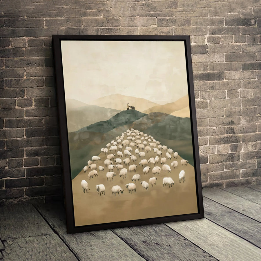 The Good Shepherd Canvas Wall Art | Christian Religious Flock Painting | Premium Gallery Wrap Print | Meaningful Spiritual Gift for Home Decor