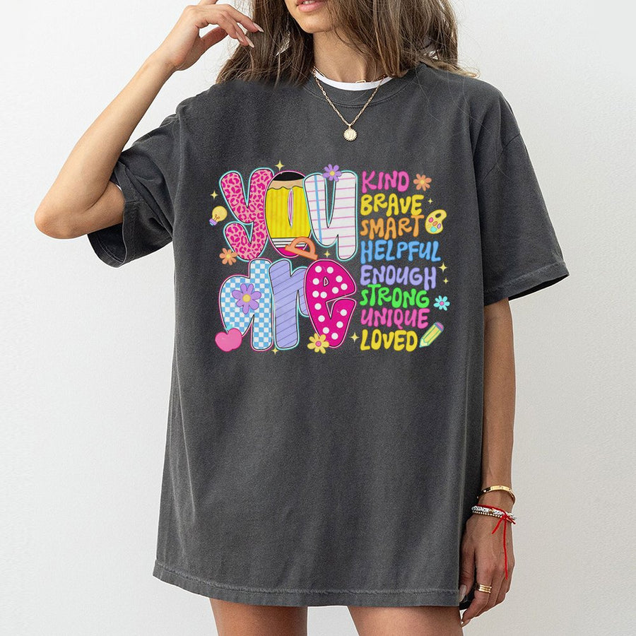 You Are Kind Teacher T-Shirt | Positive Affirmation School Design | 100% Cotton Premium Tee | Back To School Gift For Educators