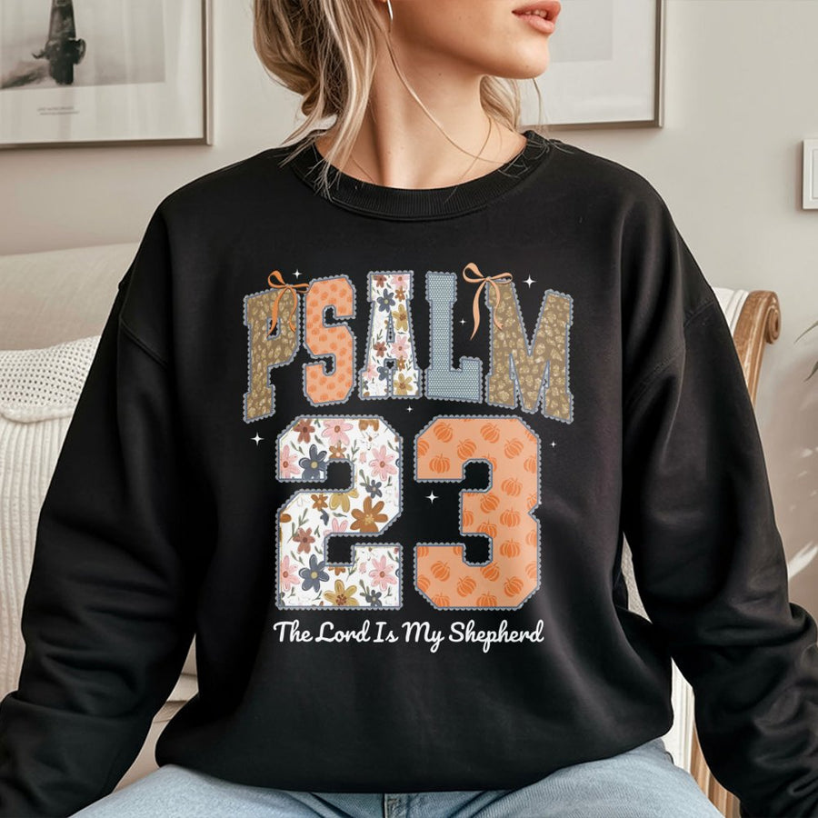 Psalm 23 Sweatshirt | The Lord Is My Shepherd Fall Aesthetic | Cozy Cotton Blend Apparel | Christian Faith Gift for Her & Him