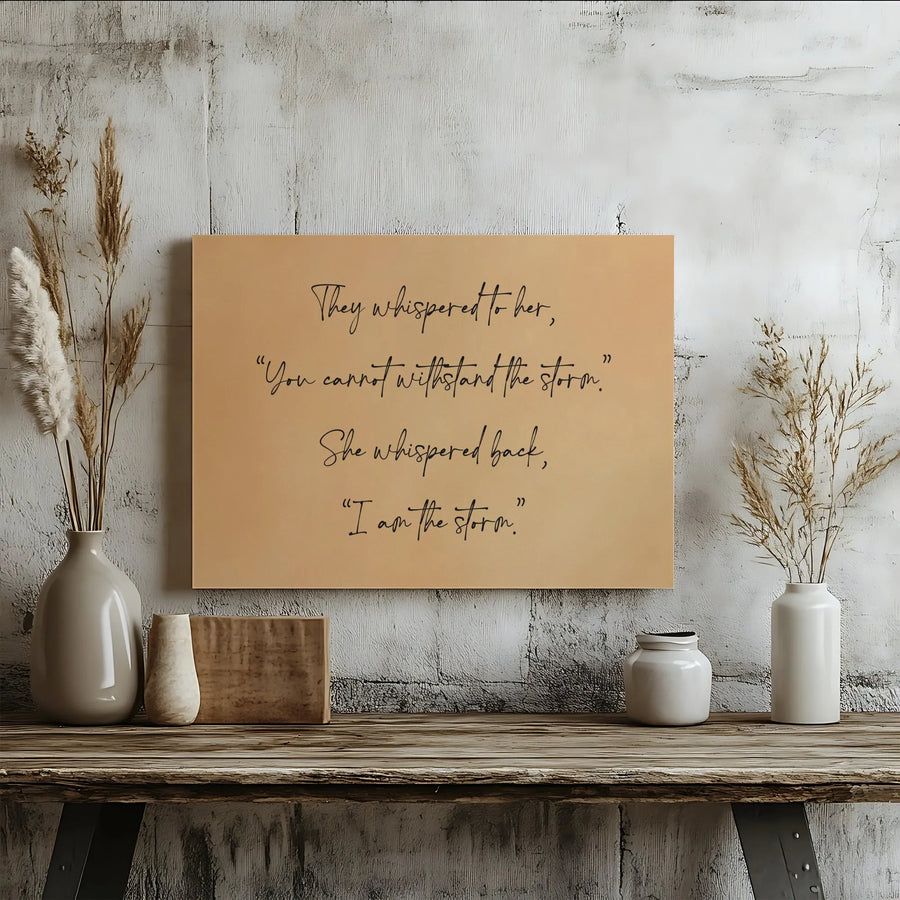 I Am The Storm Wall Art | Empowering Feminist Quote Canvas | Premium 1.25 Inch Gallery Wrap | Motivational Home Office Decor Gift