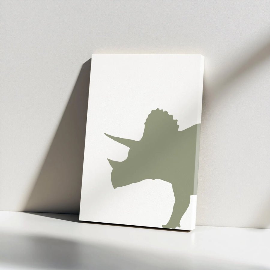 Minimalist Triceratops Canvas Wall Art | Modern Dinosaur Silhouette Print | Premium Gallery Wrapped Canvas | Gift for Kids Room & Nursery Decor