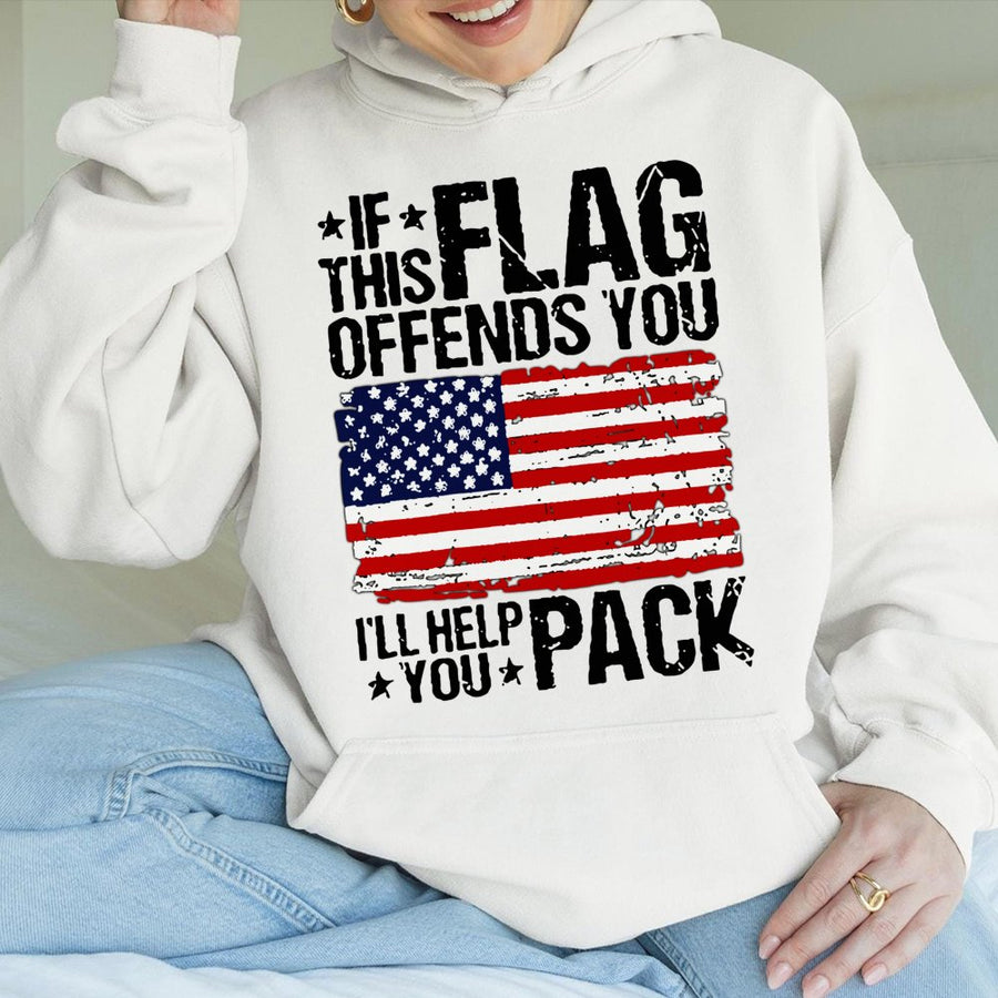 American Flag Hoodie | If This Flag Offends You Design | Premium Cotton-Blend Patriotic Sweatshirt | Unisex USA Pride Gift for Men and Women