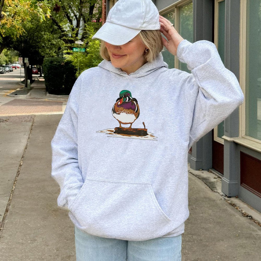 Wood Duck Hoodie | Colorful Waterfowl Nature Illustration | Premium Cotton-Blend Pullover | Gift for Duck Hunters and Bird Watchers