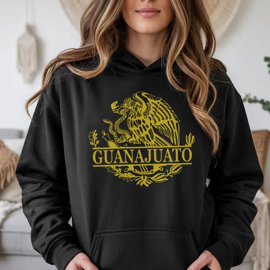 Guanajuato Mexico Hoodie | Aztec Eagle Emblem Graphic | Premium Cotton Blend | Mexican Heritage Gift for Men and Women