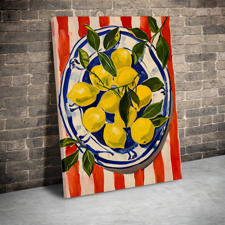 Mediterranean Lemon Canvas Print | Italian Kitchen Still Life Art | Premium Gallery Style Wall Art | Kitchen & Dining Room Decor Gift