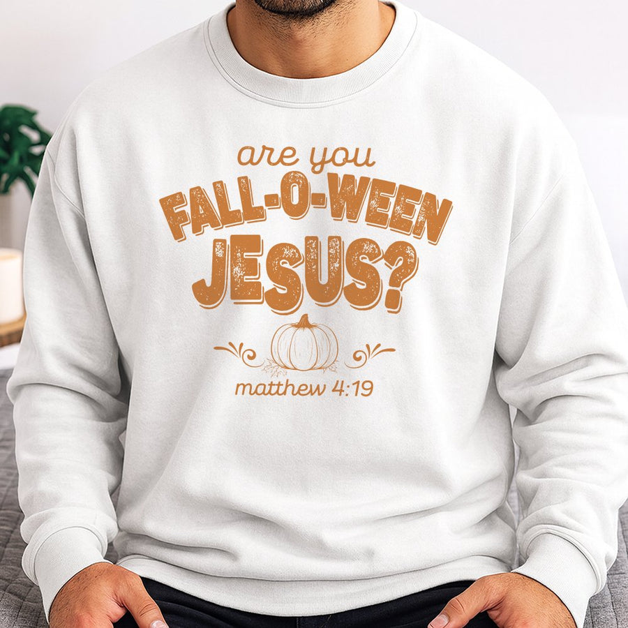 Fall-O-Ween Jesus Sweatshirt | Retro Pumpkin Christian Crewneck | Premium Cotton Blend | Faith-Based Fall Gift for Women & Men