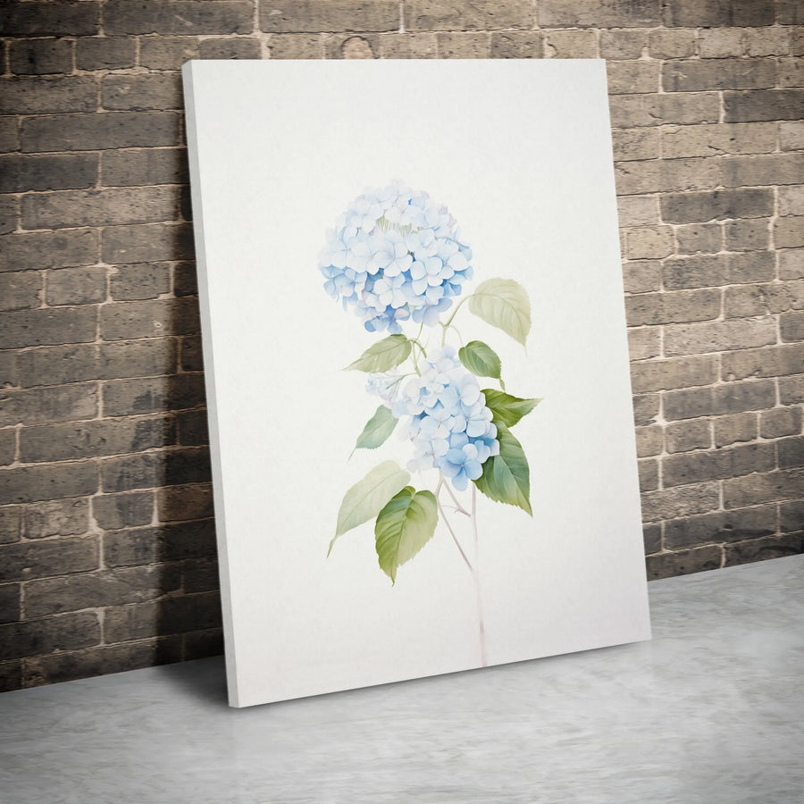 Blue Hydrangea Botanical Canvas Print | Watercolor Flower Wall Art | Gallery Quality Framed or Unframed | Elegant Floral Home Decor Gift