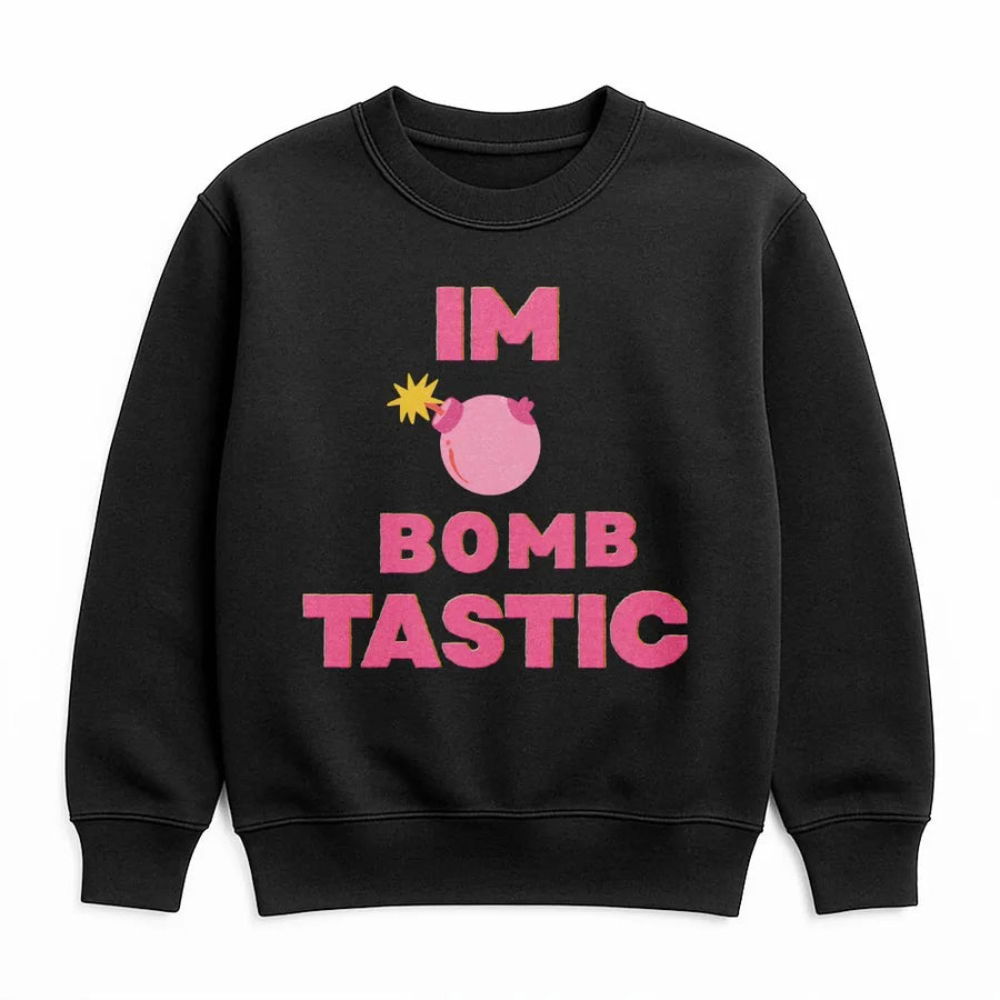 I'm Bombtastic Graphic Sweatshirt | Cute Pink Bomb Pun Shirt | Soft Premium Cotton | Funny Sassy Attitude Gift for Her or Friend