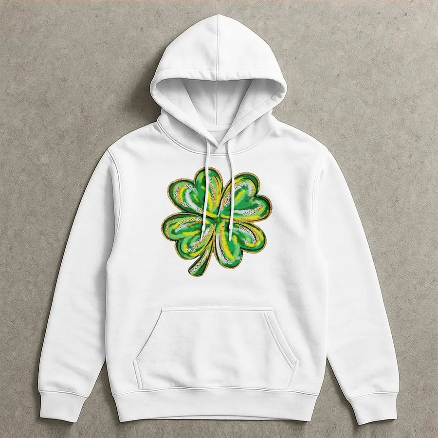Lucky Shamrock Hoodie | St. Patrick's Day Graphic Print | Premium Cotton-Poly Blend | Unisex Gift for Irish Celebration and Spring Apparel