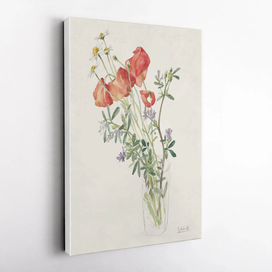 Wildflower Bouquet Vertical Canvas | Watercolor Sketch Floral Illustration | Premium Thick Gallery Wrap | Modern Farmhouse Wall Decor Gift