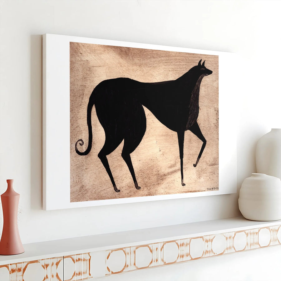 Black Greyhound Canvas Art | Stylized Folk Art Animal Print | Premium 1.25-Inch Gallery Wrap | Modern Home Decor Gift for Dog Lovers