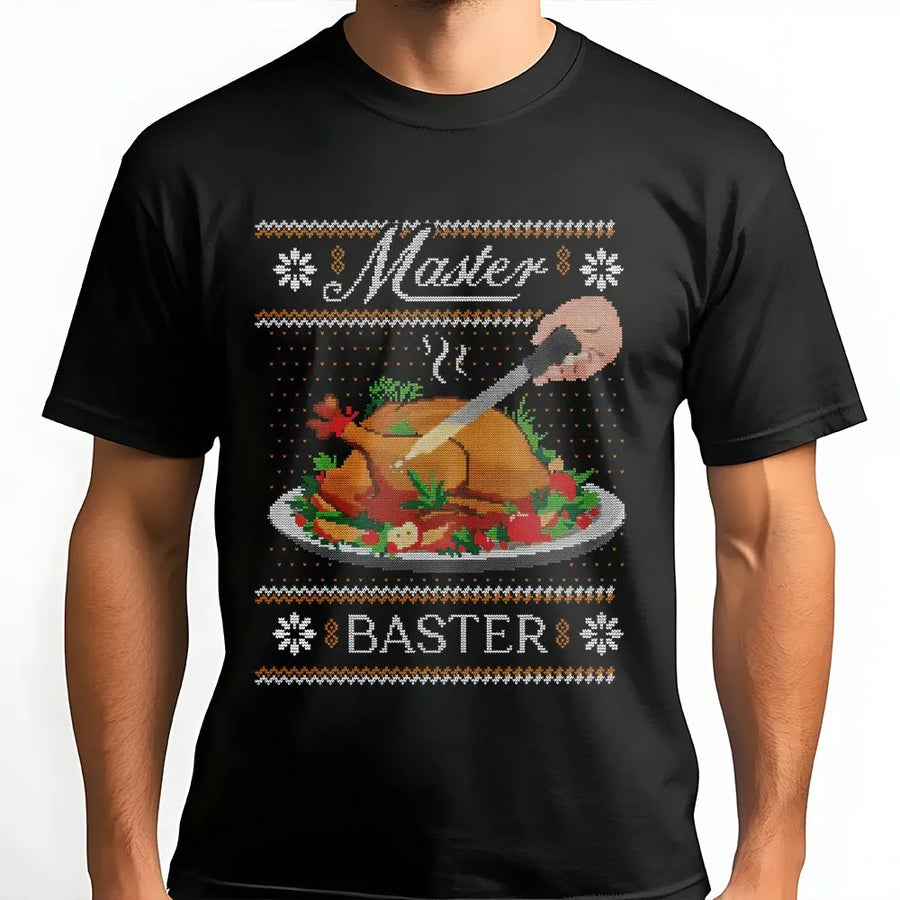 Master Baster T-Shirt | Funny Thanksgiving Christmas Holiday Pun | Premium Cotton Apparel | Gift for Chefs, Dads & Humor Lovers