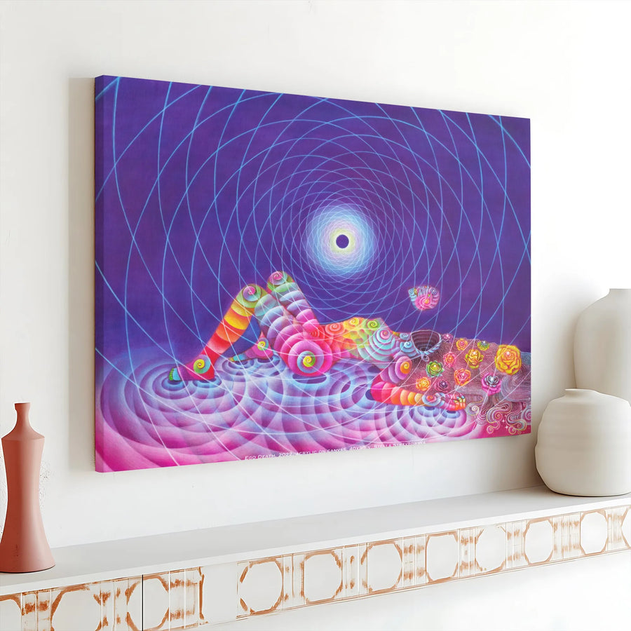 Psychedelic Woman Canvas Print | Surreal Cosmic Spiral Vortex Art | Premium 1.25" Gallery Wrap | Trippy Wall Decor for Home Office
