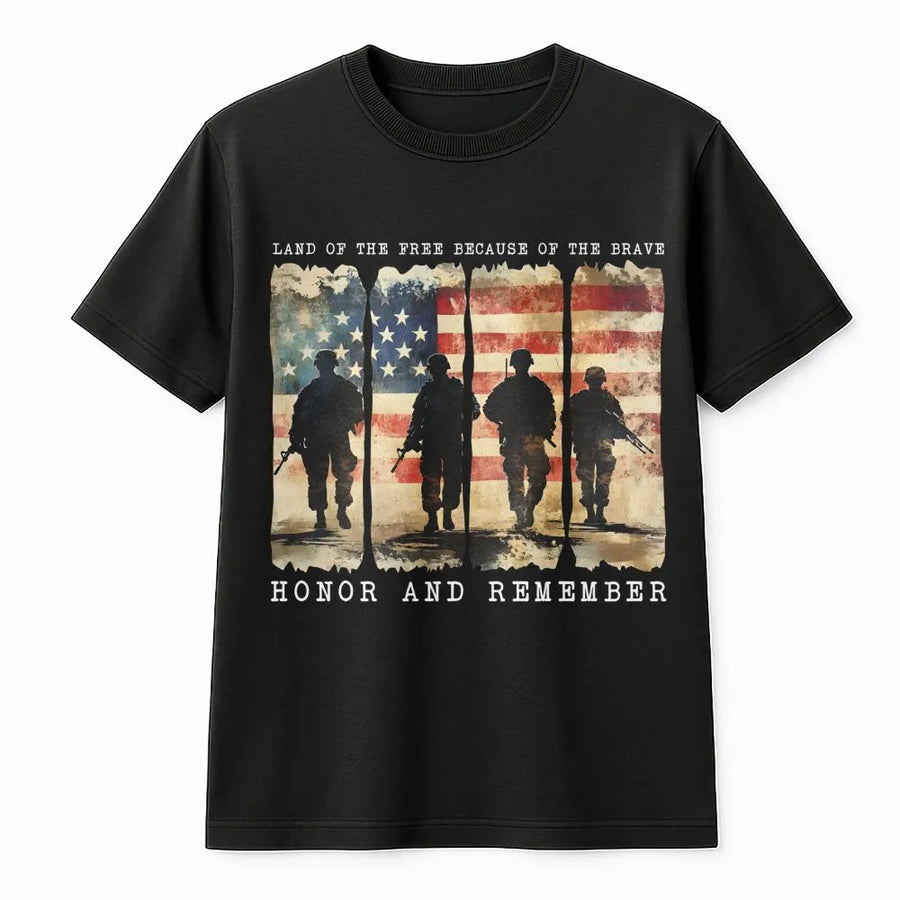 Patriotic Soldier T-Shirt | American Flag Military Silhouette | Premium Soft Cotton | Memorial Day Veteran Gift For Men And Women