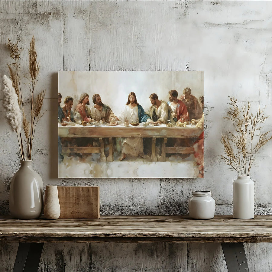 The Last Supper Canvas Wall Art | Painterly Impressionist Style | 1.25 Inch Gallery Wrap Premium Decor | Christian Religious Home Gift