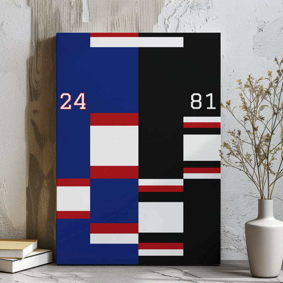 Hockey Jersey Canvas Art | Minimalist Sports Number Wall Decor | Premium Gallery Wrap Print | Gift for Hockey Fans and Collectors