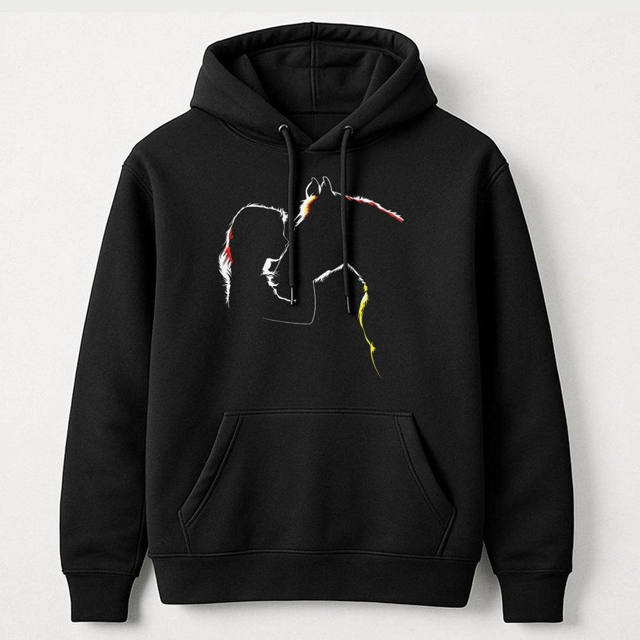 Horse Hoodie | Abstract Line Art Equestrian Design | Premium Cotton Blend | Gift for Horse Lovers, Cowgirl Apparel, Western Rider Sweatshirt