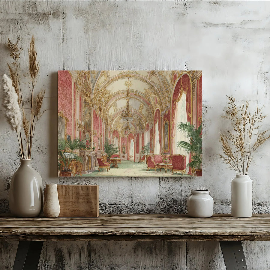 Rococo Palace Wall Art | Vintage Grand Interior Painting | Premium Gallery Wrapped Canvas | Luxury Home Decor Gift