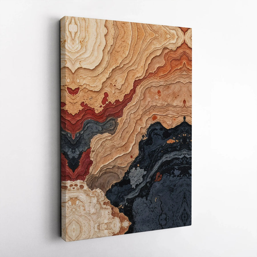 Abstract Earth Tone Canvas Wall Art | Layered Rock Formation Design | Premium Thick Gallery Canvas | Modern Home & Office Decor Gift