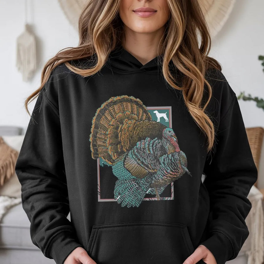 Wild Turkey Hunting Hoodie | Vintage Wildlife Illustration | Premium Cotton Blend | Gift for Hunter & Outdoorsman
