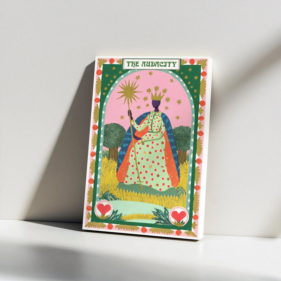 The Audacity Tarot Card Vertical Canvas | Modern Folk Art Print | Premium Gallery Wrapped Canvas | Inspirational Wall Decor Gift for Her
