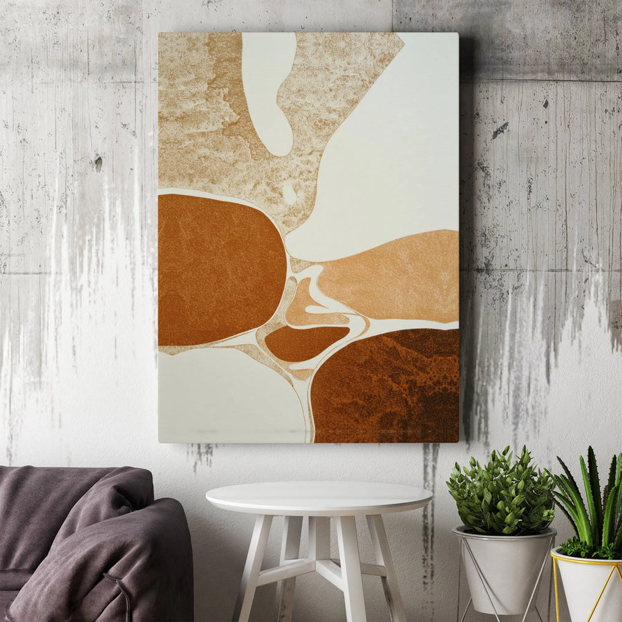 Abstract Canvas Wall Art | Mid Century Modern Organic Shapes | Premium Gallery Wrapped Print | Earth Tone Decor for Living Room Office