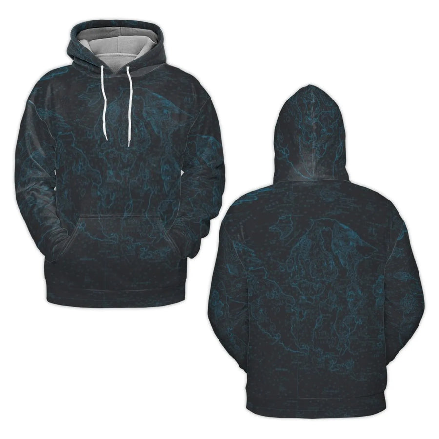 Vintage World Map Hoodie | 3D All-Over Print Graphic Design | Premium Polyester Fleece Knit | Unisex Gift for Travelers & Geography Lovers