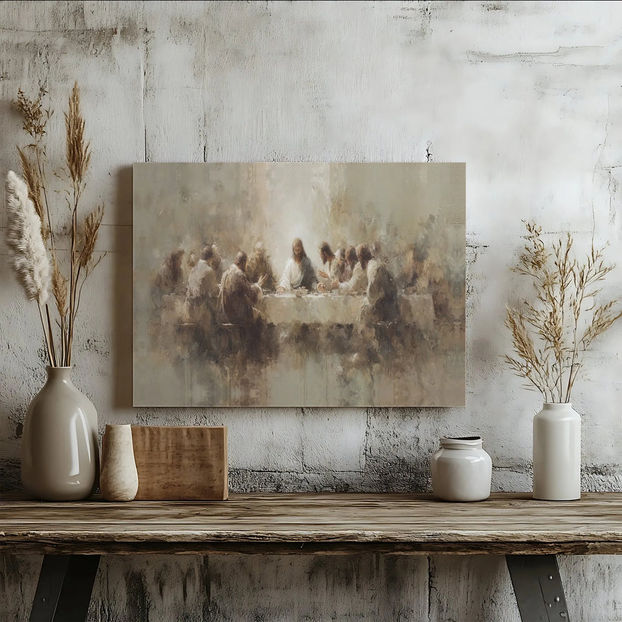 The Last Supper Canvas Wall Art | Modern Abstract Jesus Painting | Premium Gallery Canvas | Collector's Christian Home Decor Gift