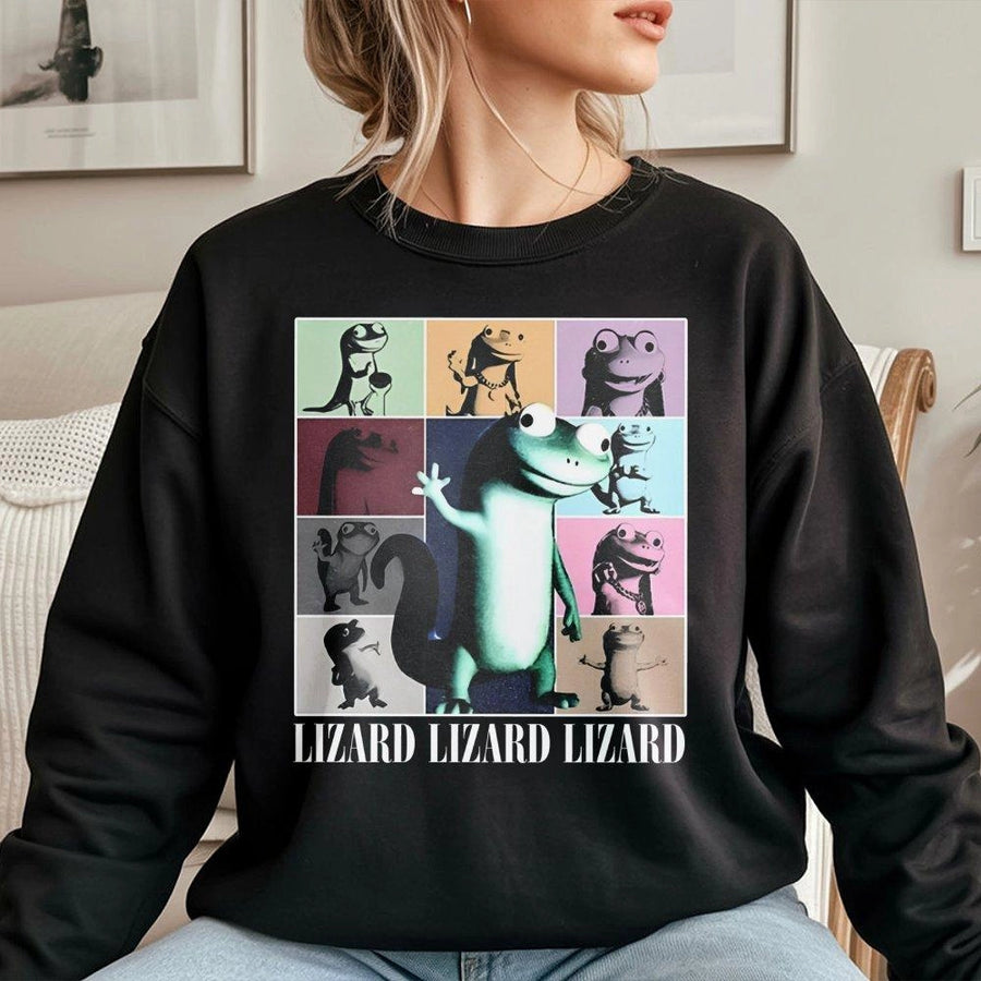 Lizard Meme Sweatshirt | Retro Funny Animal Graphic Tee | Premium Cotton Blend Crewneck | Viral Internet Culture Gift for Reptile Lovers
