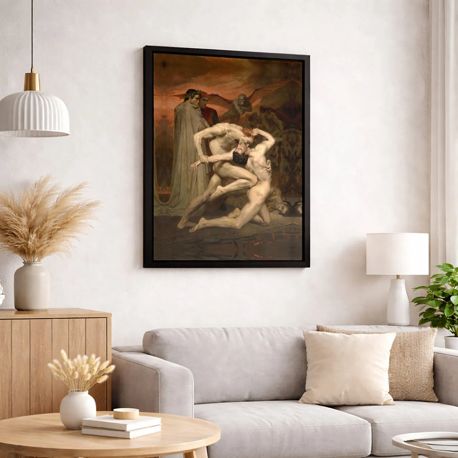 Dante and Virgil in Hell Canvas | William-Adolphe Bouguereau Fine Art | 1.25" Gallery Wrap | Premium Classical Wall Decor for Art Lovers