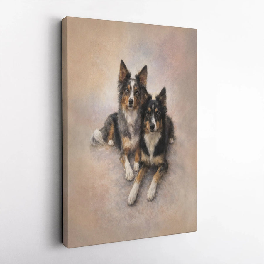 Australian Shepherd Canvas Wall Art | Realistic Dog Portrait Painting | Premium Thick Gallery Wrap Canvas | Gift for Aussie Owner & Pet Lovers