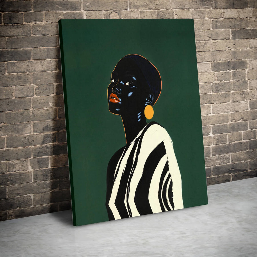 Black Woman Canvas Print | Modern Portrait Art with Bold Colors | Premium Thick Gallery Canvas | Afrocentric Home Decor Gift