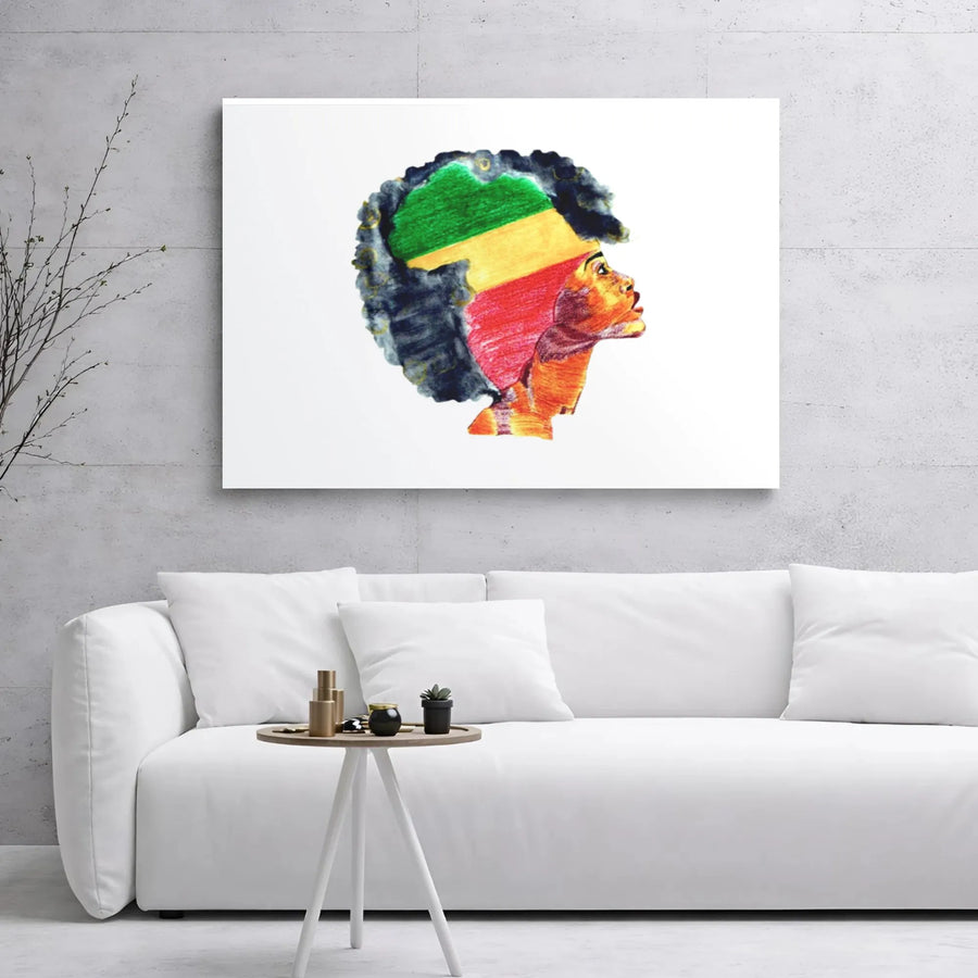 African Map Afro Art Canvas | Pan-African Flag Colors Wall Decor | Premium Gallery Wrap Print | Meaningful Black Heritage Gift for Home