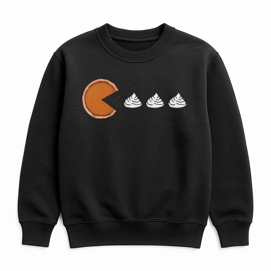 Pumpkin Pie Sweatshirt | Retro Gaming Style Whipped Cream Design | Soft Cotton Blend | Funny Thanksgiving Gift for Foodies