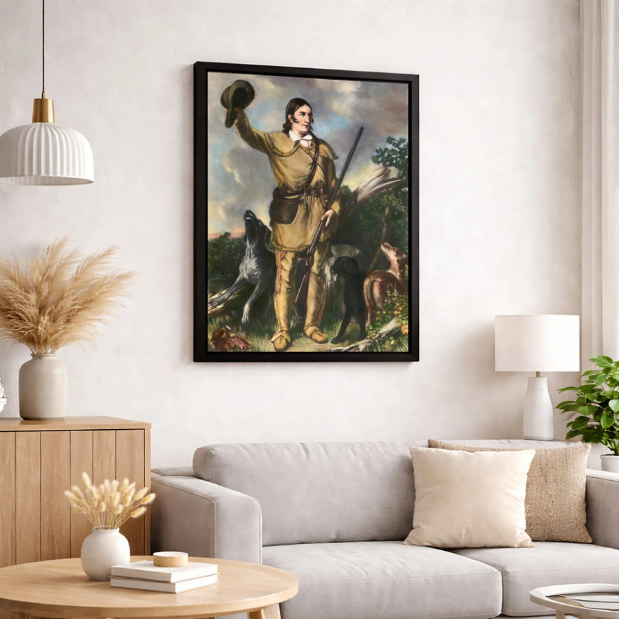 Davy Crockett Canvas Print | Historical Frontier Portrait Wall Art | Premium Gallery Wrapped 1.25" Profile | American History Gift for Collectors